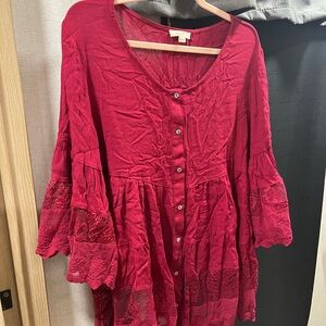 Elegant Burgundy Button-Down Blouse